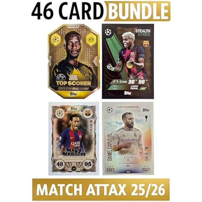 rayihni SUPER RARE 46-CARD BUNDLE: LAMINE YAMAL, GUIRASSY, NEYMAR JR, CARVAJAL +42 BONUS CARDS  MATCH ATTAX 2025/2026 (25/26)  FOOTBALL TRADING CARDS - Image 5